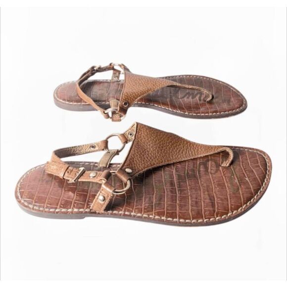 SAM EDELMAN Greta Brown Pebbled Leather Sandal Size 9M - Picture 5 of 5